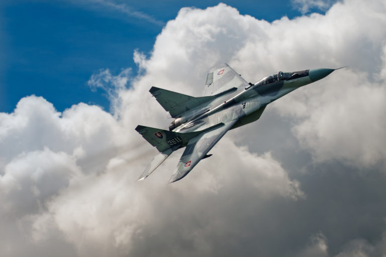 Vystúpenie slovenského stroja MiG-29AS počas leteckého dňa na základni Florennes v Belgicku v roku 2012. Foto: Wikimedia
