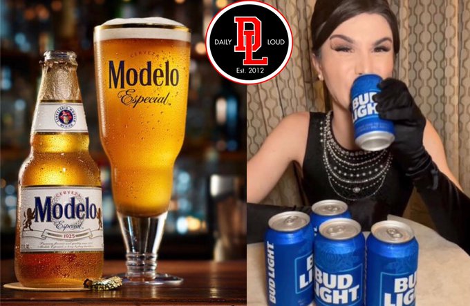 Koláž reklamy mexického piva Modelo Especial a reklamy Bud Lightu s Dylanom Mulvaneym. Foto: Twitter