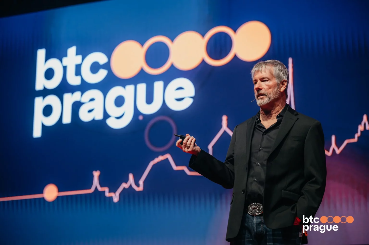 Michael Saylor na podujatí BTC Prague. Foto: webstránka BTC Prague