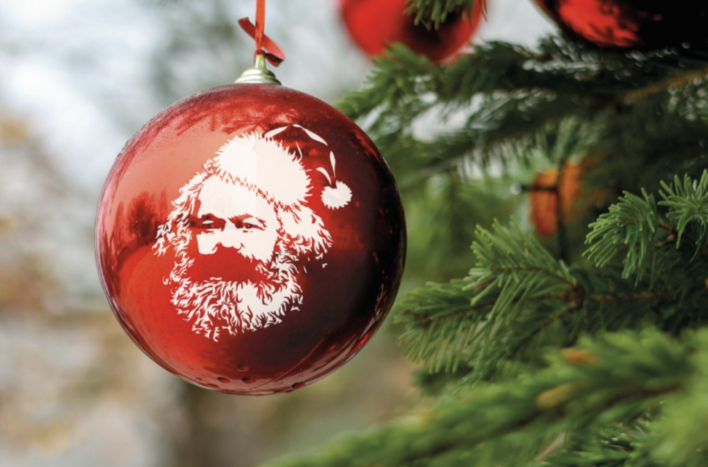 Vianočné ozdoby Koministickej strany Rakúska. Zdroj FB strany