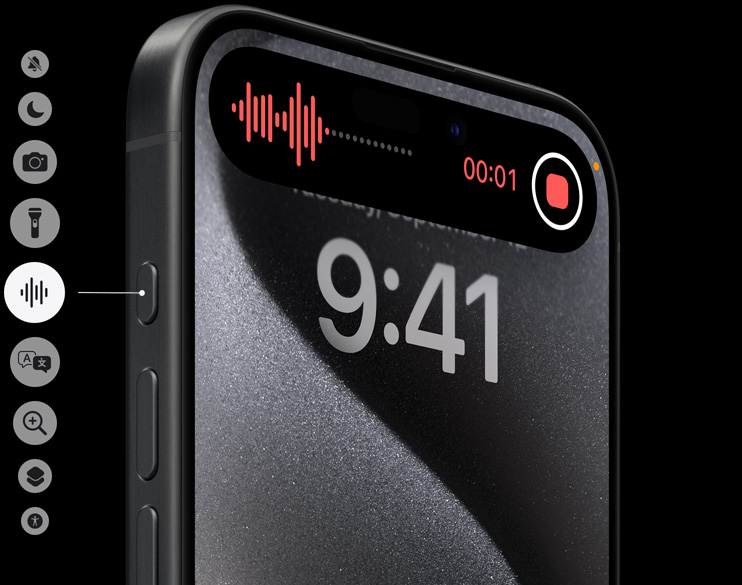 Akčné tlačidlo na boku iPhone 15 Pro. Foto: Apple.com