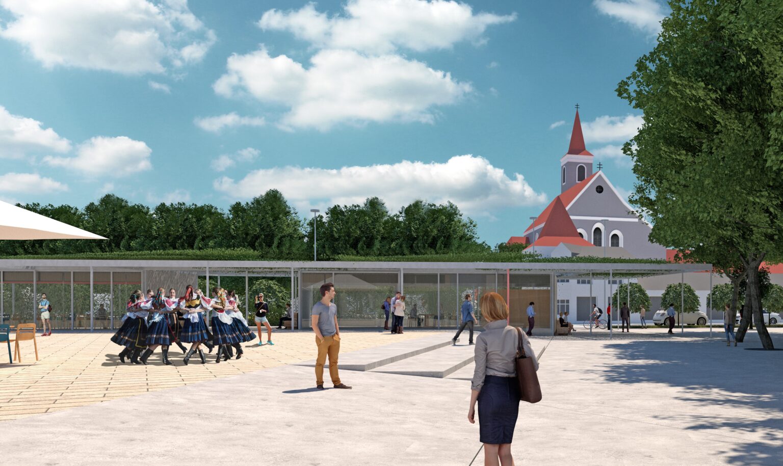 Nová pešia zóna v centre Malaciek. Vizuál: Ateliér N/A.