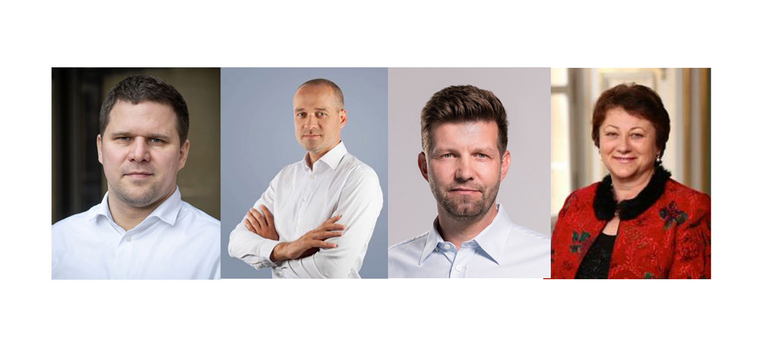 Zľava: Ján Hrčka, starosta Petržalky, Jozef Uhler, starosta Jaroviec, Radovan Jenčík, starosta Rusoviec a Gabriela Ferenčáková, starostka Čunova. Foto: Redakcia