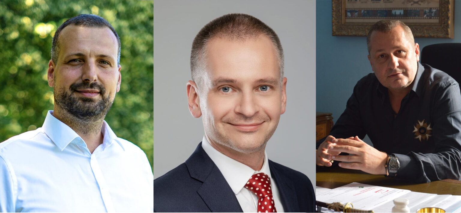 Zľava: Starosta Podunajských Biskupíc Roman Lamoš, starosta Ružinova Martin Chren a starosta Vrakune Martin Kuruc. Foto: Redakcia