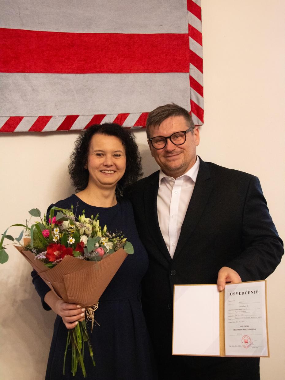 Na fotografii sú Martina Copáková a primátor mesta František Oľha. Zdroj: Mesto Prešov