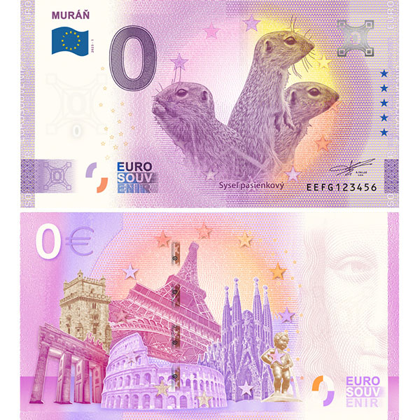 Nulová eurobankovka Muráň Foto: Muran.sk