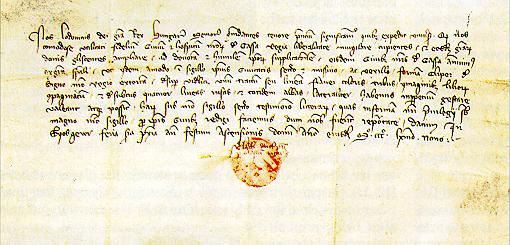 Prvá erbová listina Košíc 1369. Foto: wikimedia.org, Viedenská obrázková kronika