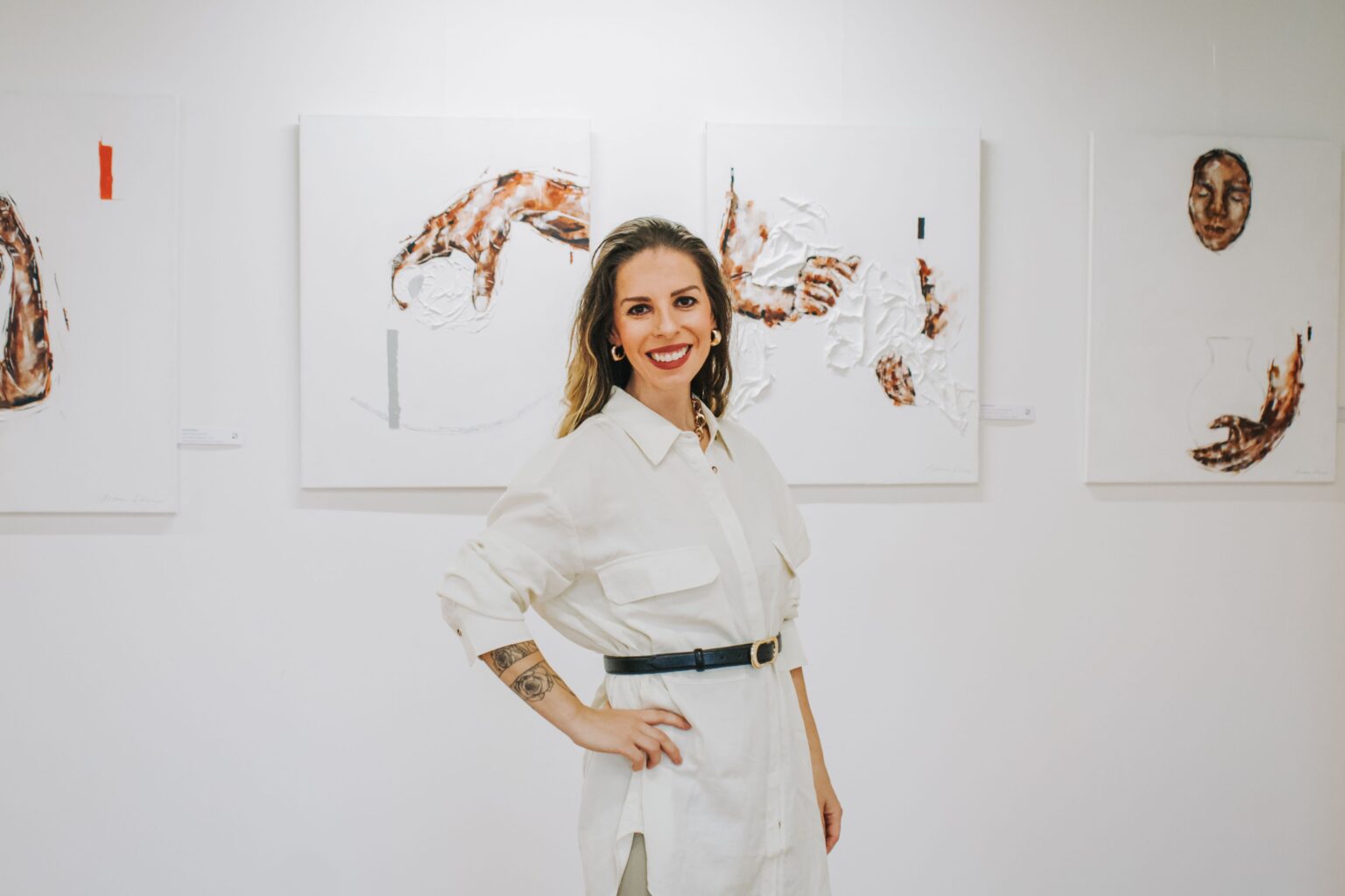 Andrea Klimo na výstave Myšlienky. Foto: Archív respondentky