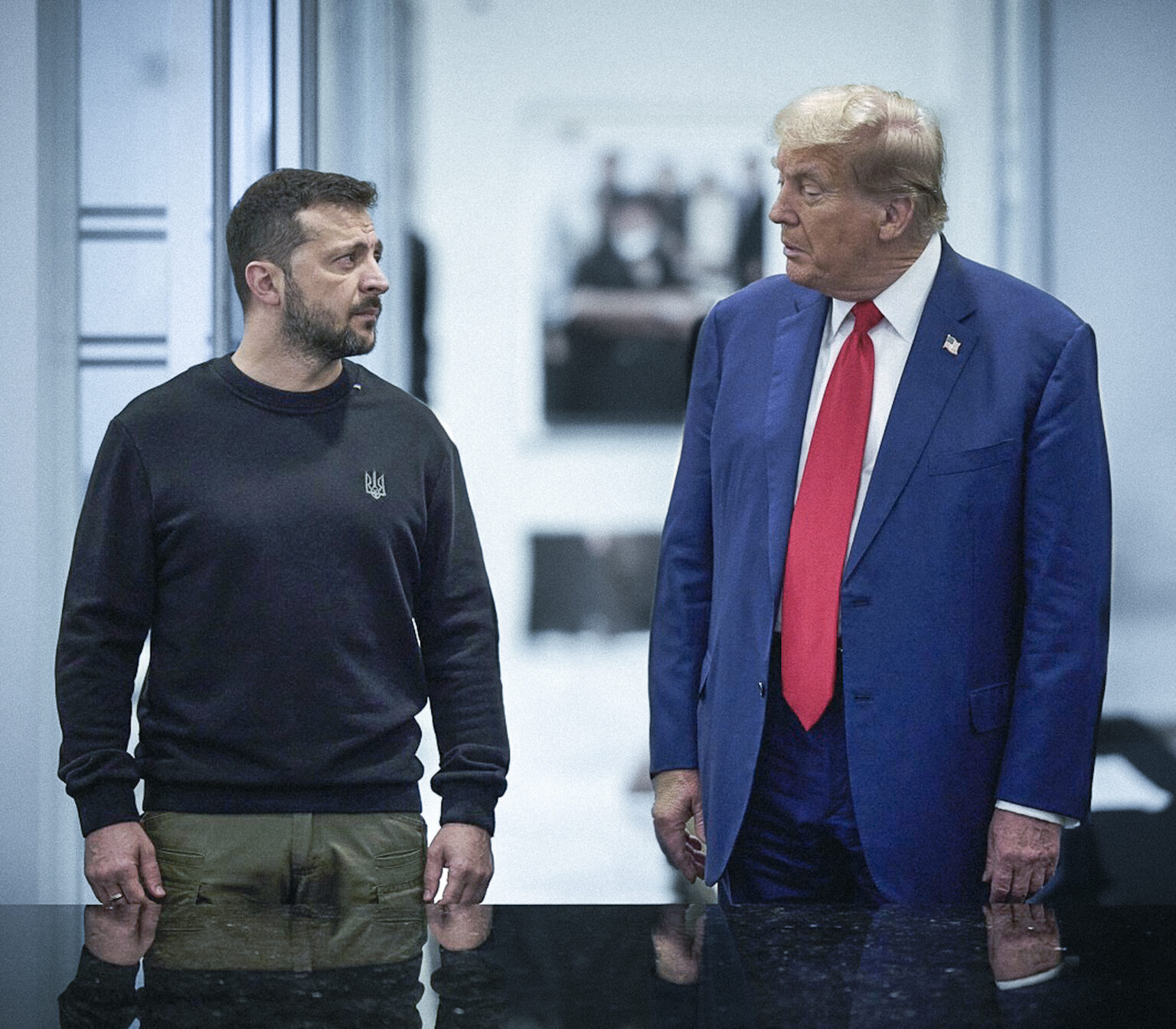 Volodymyr Zelenskyj a Donald Trump počas improvizovanej tlačovej konferencie v Trump Tower, 27. septembra 2024. Foto: Ukraine Presidency / Zuma Press / Profimedia