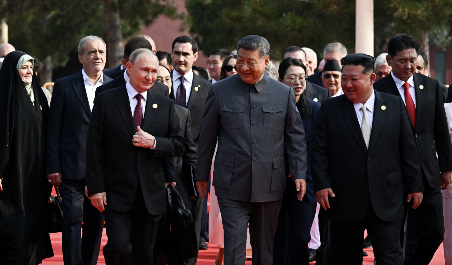 Wladimir Putin, Xi Jinping und  Kim Jong-un. Foto: REUTERS/Sputnik/Sergey Bobylev/Pool