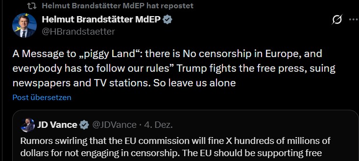 Helmut Brandstätter Posting Screenshot X