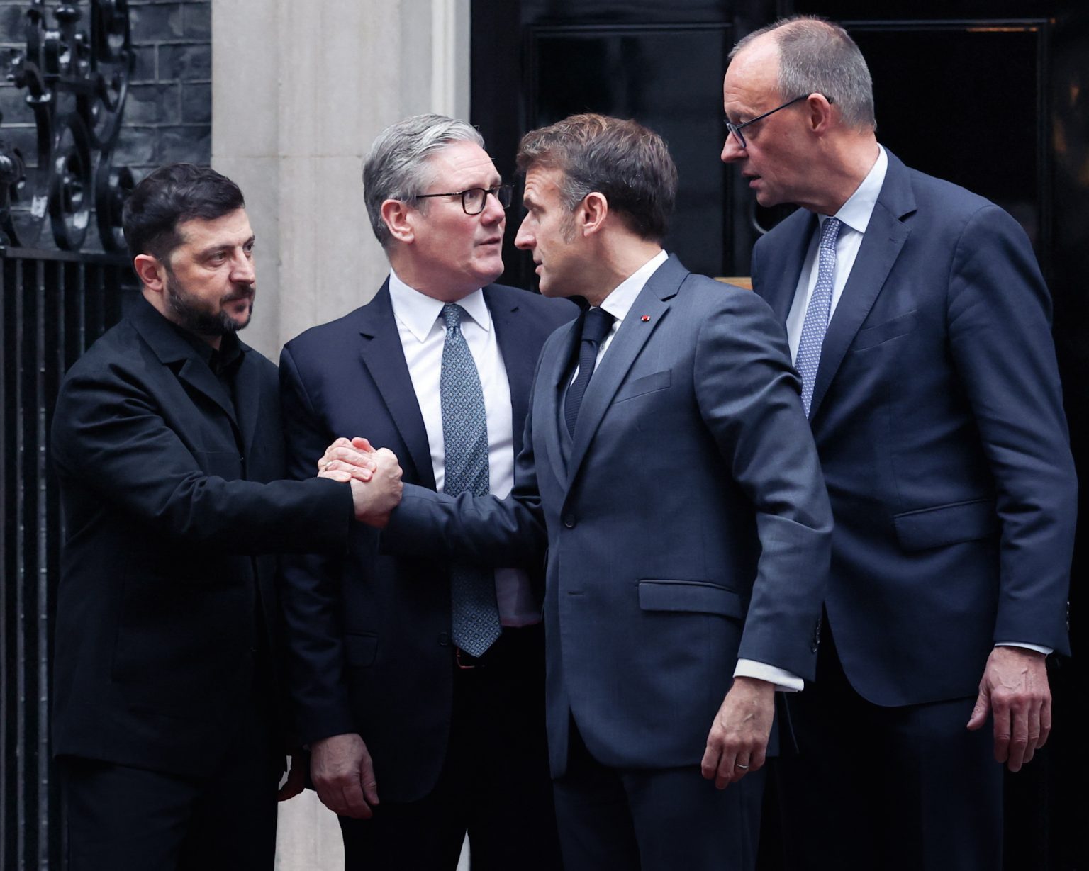Volodymyr Zelenskyj, Keir Starmer, Emmanuel Macron a Friedrich Merz. Foto: Isabel Infantes/Reuters