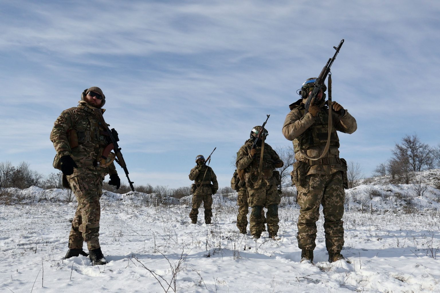 Ukrainian soldiers face a constant threat from drones on the front line and are adapting tactics and equipment to counter increasingly sophisticated aerial attacks. Photo: Andriy Andriyenko/Press Service of the 65th Separate Mechanized Brigade of the Ukrainian Armed Forces/Reuters