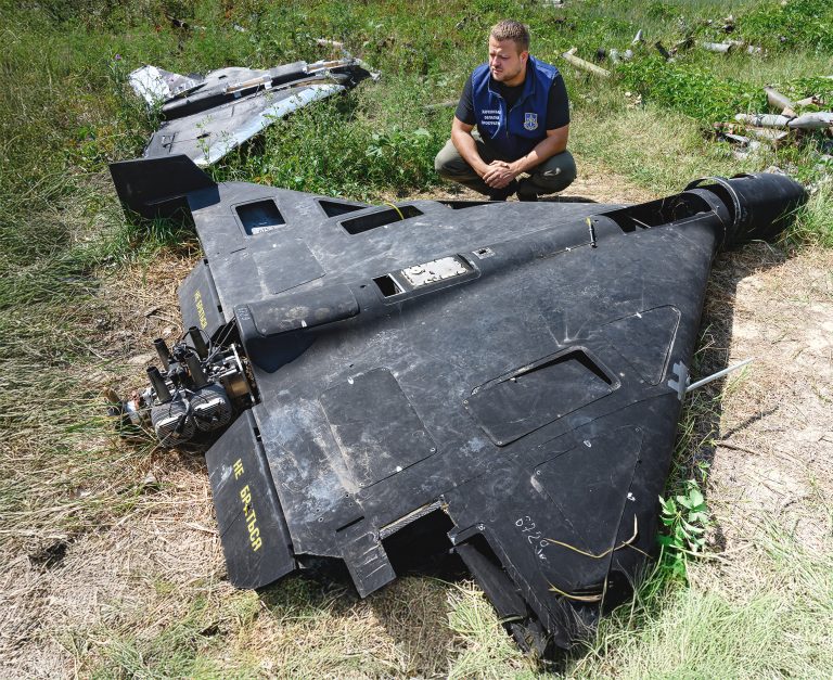 Iránsky dron Šáhid-136 na Ukrajine. Foto: Scott Peterson/Getty Images 