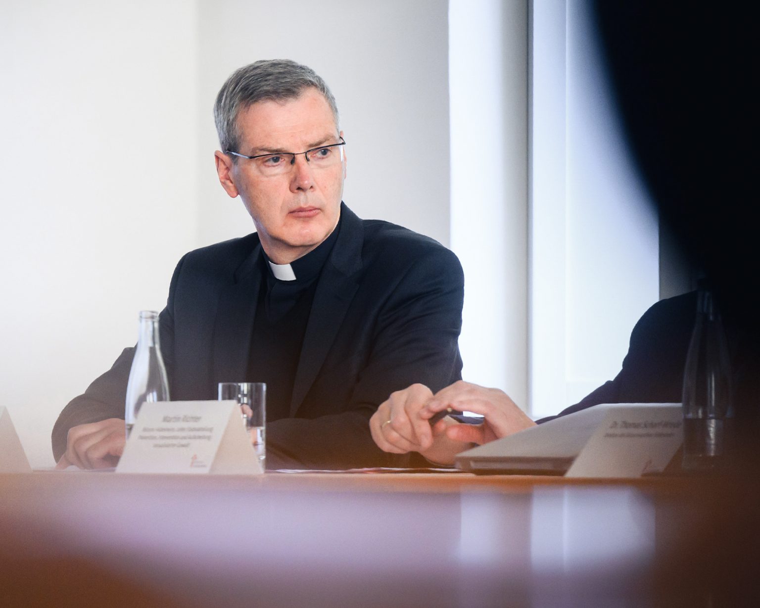 Bishop Heiner Wilmer at a press conference at the Episcopal Vicariate General. Photo: Julian Stratenschulte/Getty Images
