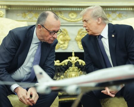 Trump welcomes his ‘friend’ Merz – chancellor backs line against Tehran