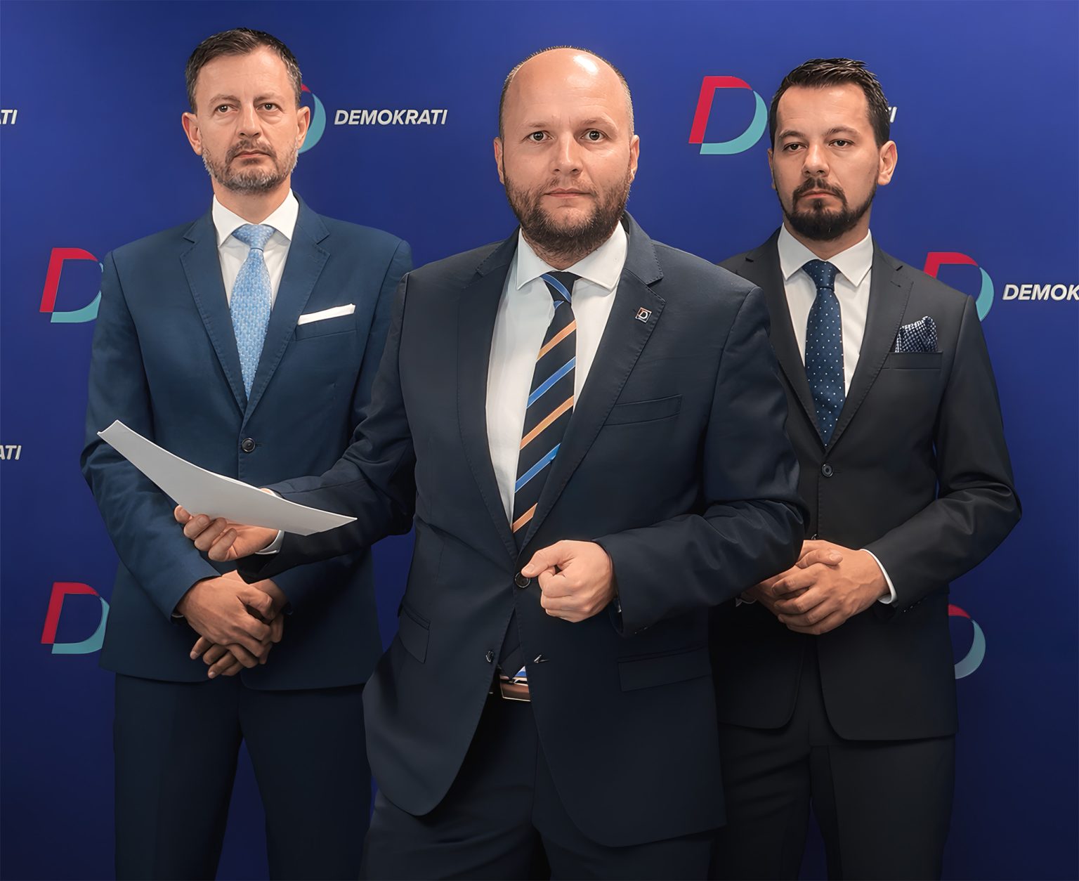 Zľava Eduard Heger, Jaroslav Naď a Juraj Šeliga (Demokrati). Foto: Politická strana Demokrati/Facebook