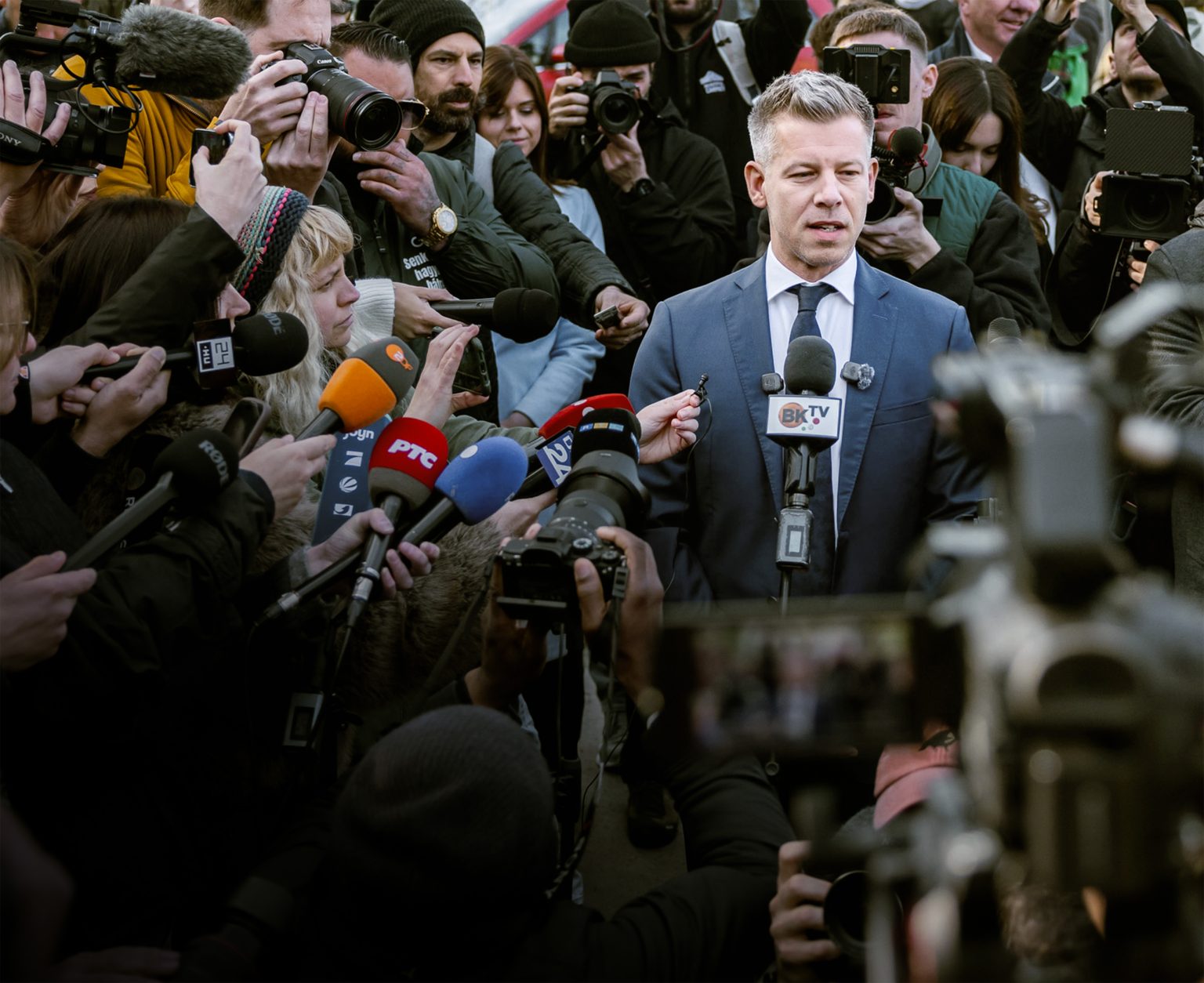 Post-election celebrations in Budapest after Magyar’s victory, which drew mixed reactions from European leaders. Photo: Janos Kummer/Getty Images