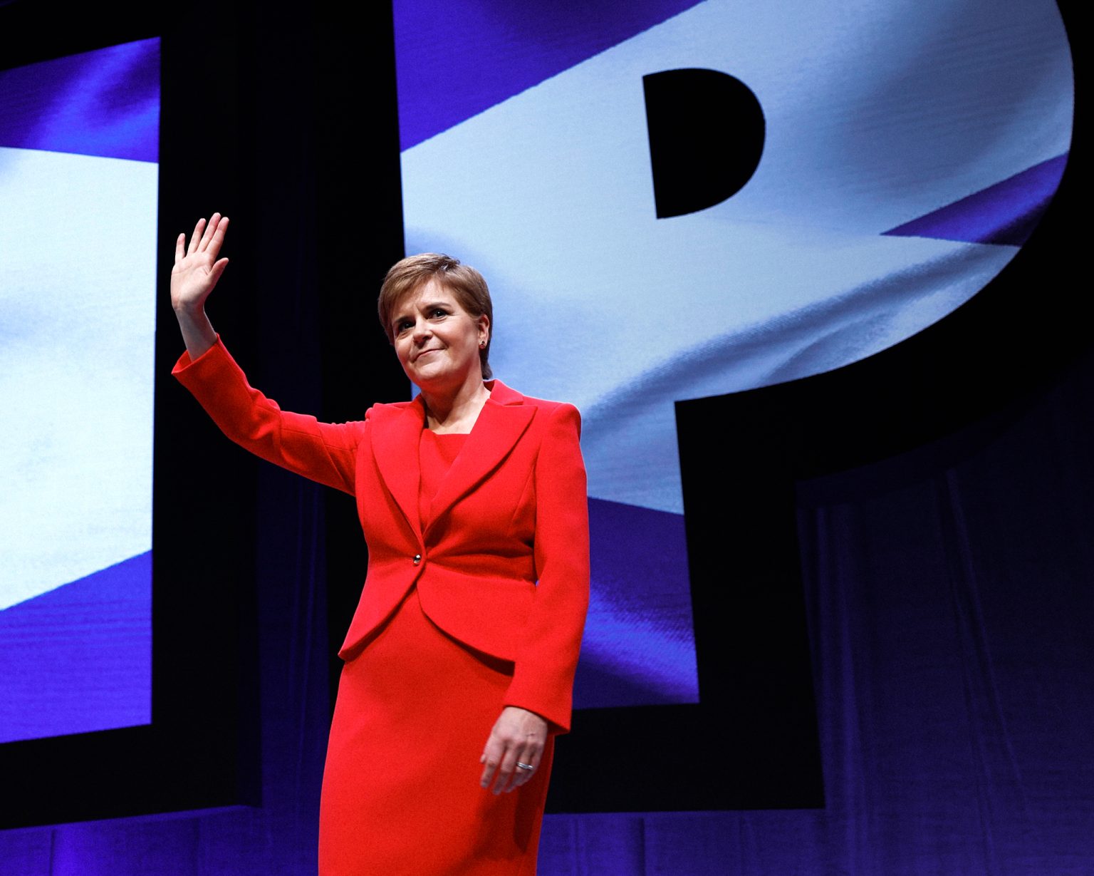 Nicola Sturgeon on stage before the SNP scandal.