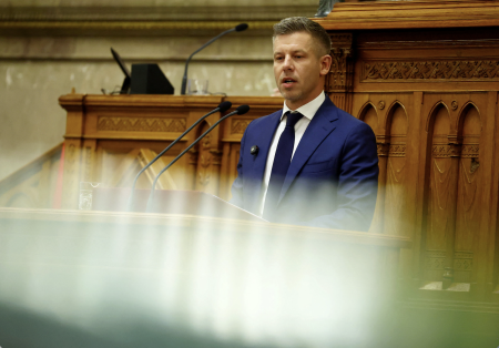 Peter Magyar in the Hungarian Parliament.