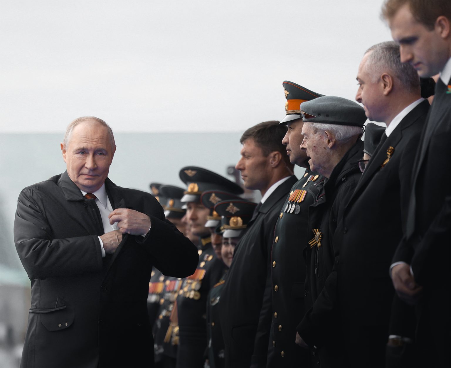 Vladimir Putin and his guests during the celebrations in Moscow.