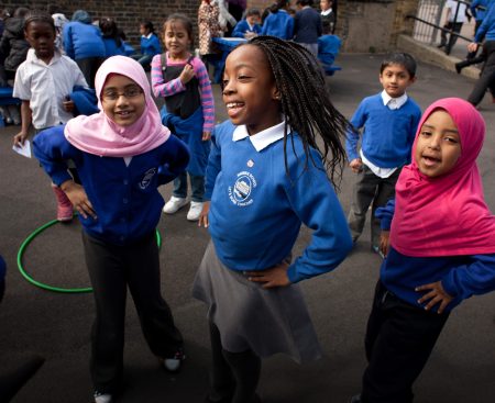 Children play at Marner Primary School.